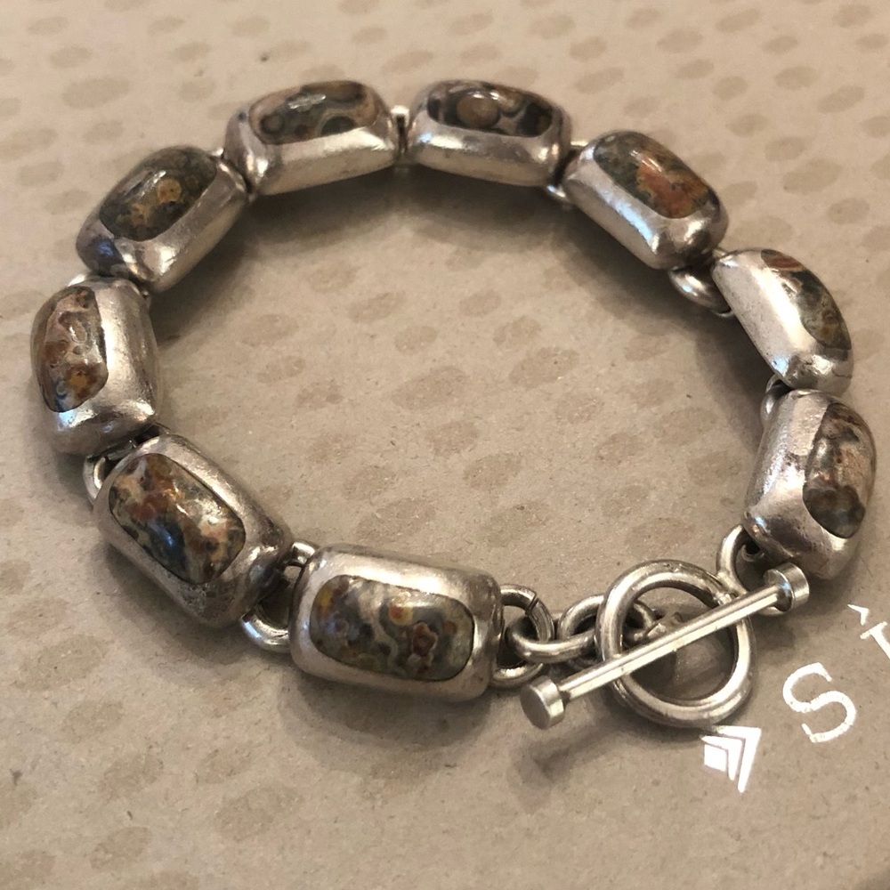 Rare Vintage Silpada Sterling Silver Leopard Skin Jasper Link Bracelet B0016 - Picture 13 of 16